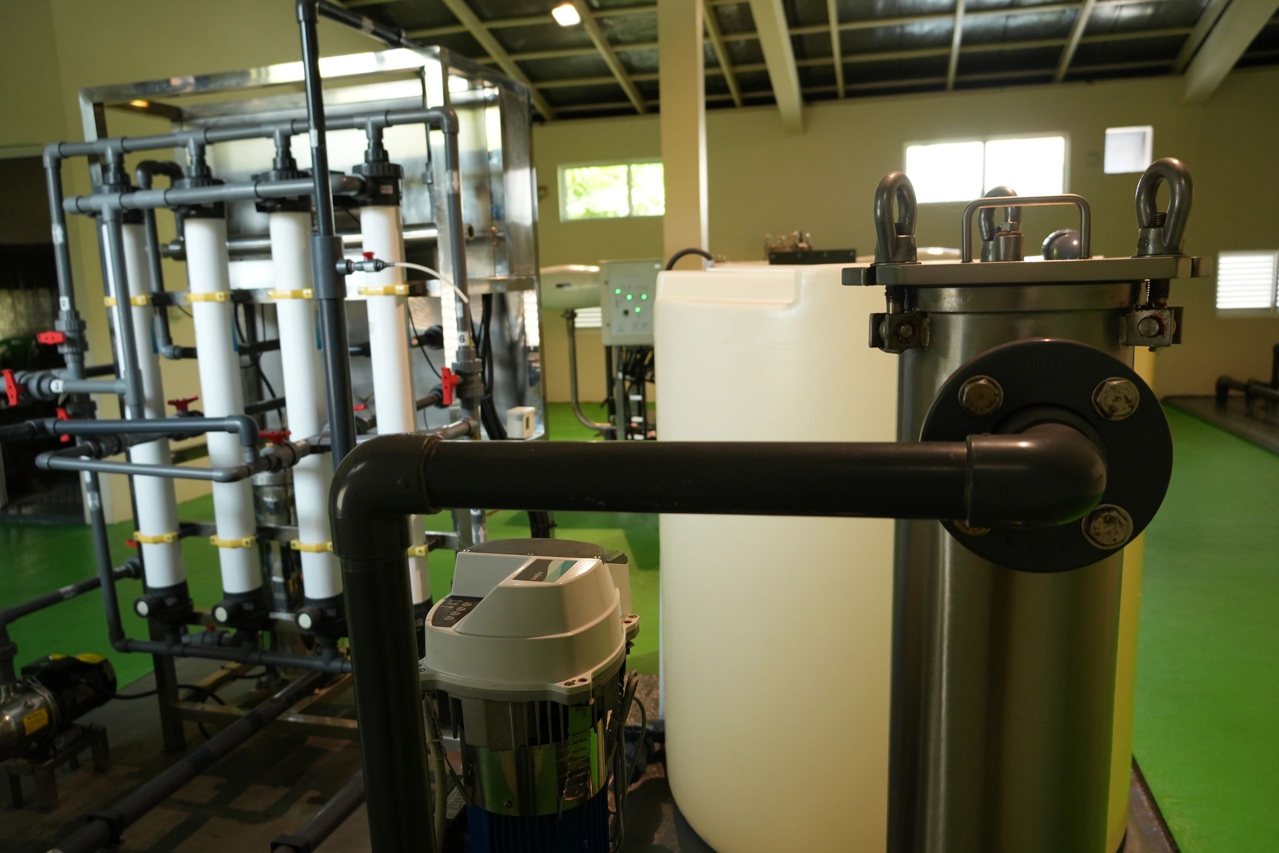 Industrial water treatment facility with filtration systems